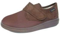 Fischer Klett-Hausschuh BRAUN Velour mit Stretch Hausschuhe